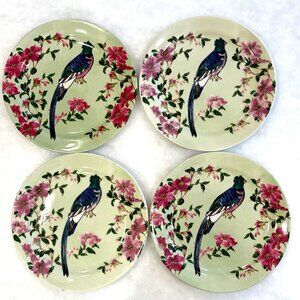 Anthropologie Plumology Dessert Plate Set Of 4 Tropical Bird Lee Page Hanson